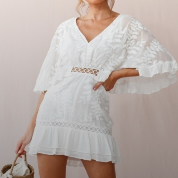 White Embroidered Dress - Picture 2 of 4